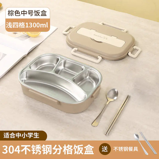 304 Stainless Steel Sealed Bento Box with Five Compartments