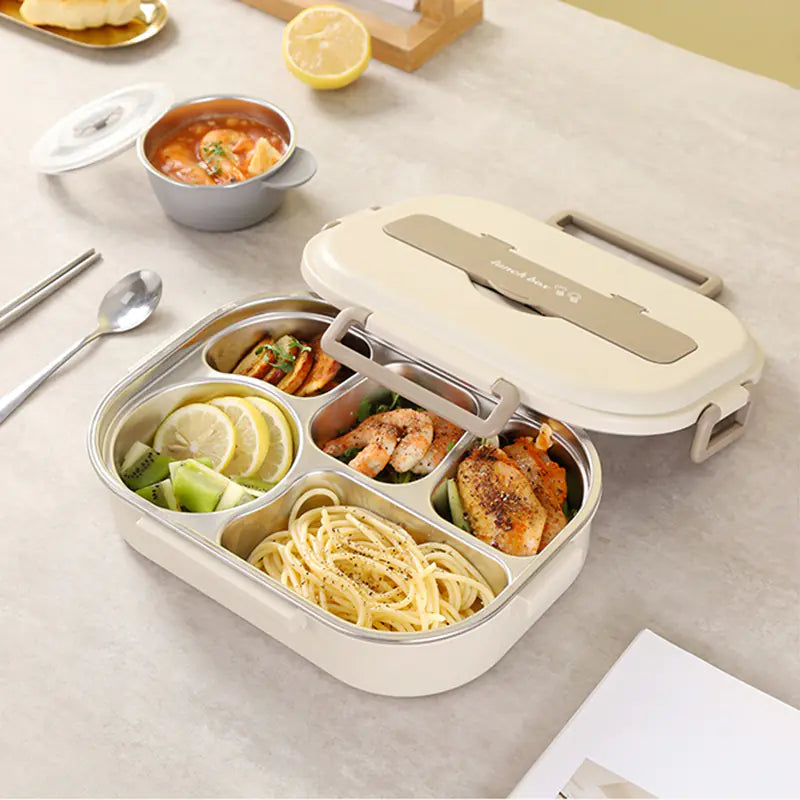 304 Stainless Steel Sealed Bento Box with Five Compartments